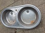 Dubbele spoelbak RVS, Ophalen, Gebruikt, Rvs, Wastafel