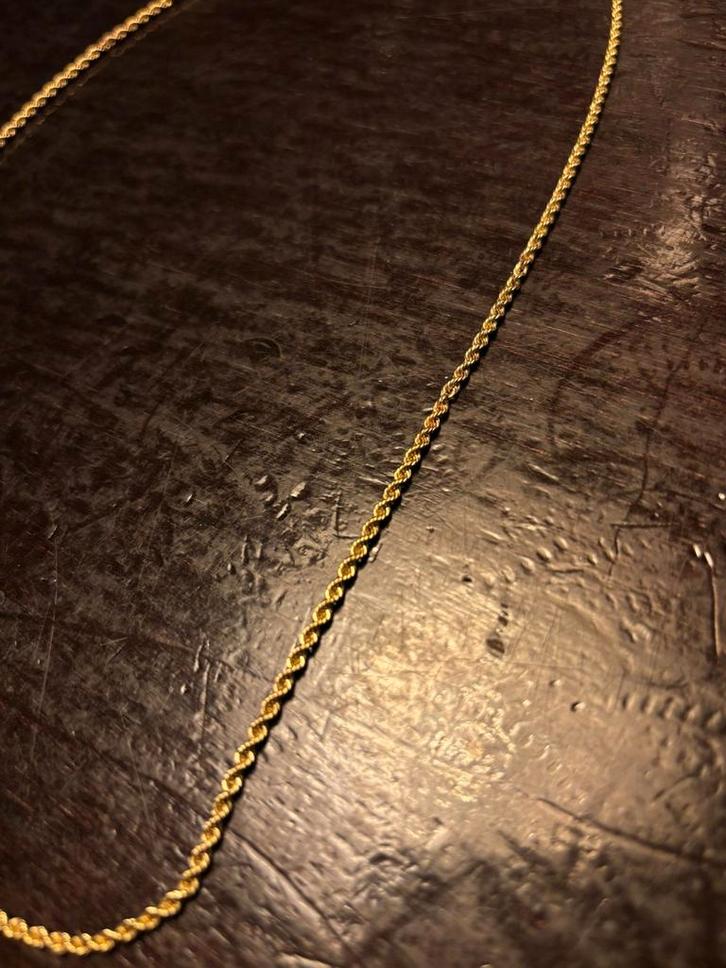 14K Gouden Rope Ketting - 60cm, Een Echte Eyecatcher!, Sieraden, Tassen en Uiterlijk, Kettingen, Zo goed als nieuw, Goud, Goud