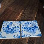 2 Oude Tegeltjes met Boot erop 7 bij 7 cm groot, Antiek en Kunst, Antiek | Wandborden en Tegels, Ophalen of Verzenden