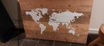 Steigerhouten wanddecoratie met wereldkaart, Ophalen of Verzenden