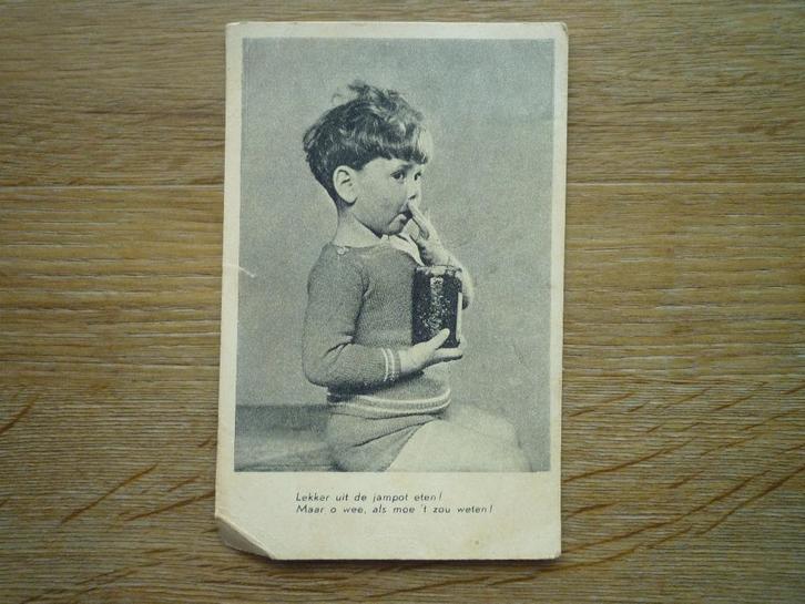 Nostalgische grappige kinderkaart lekker uit de jampot eten, Verzamelen, Ansichtkaarten | Themakaarten, Voor 1920, Kinderen, Ophalen of Verzenden