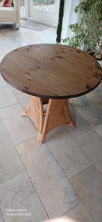 rotan onderstel met grenen blad, Huis en Inrichting, Tafels | Eettafels, Ophalen, Gebruikt, 50 tot 100 cm, Rond