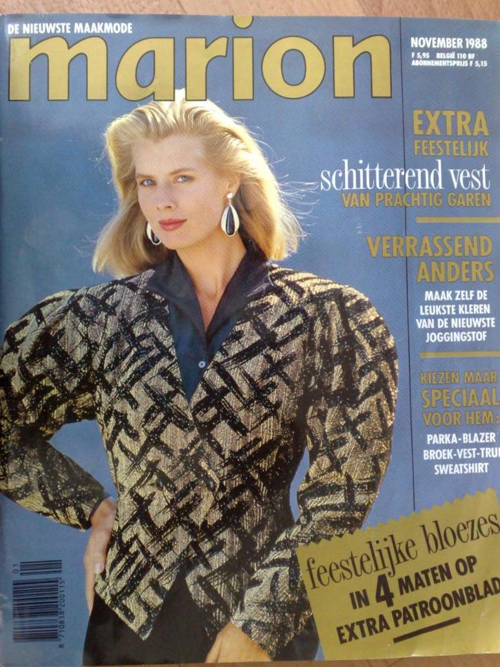 Marion zelfmaakmode november nr 11 / 1988, Hobby en Vrije tijd, Kledingpatronen, Gebruikt, Vrouw, Overige merken, Verzenden