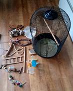 Mooie zwarte vogelkooi voor binnen met veel accessoires, Dieren en Toebehoren, Ophalen, Metaal, Vogelkooi