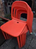 6 oranje kunststof stoelen, Huis en Inrichting, Stoelen, Ophalen, Zo goed als nieuw, Kunststof