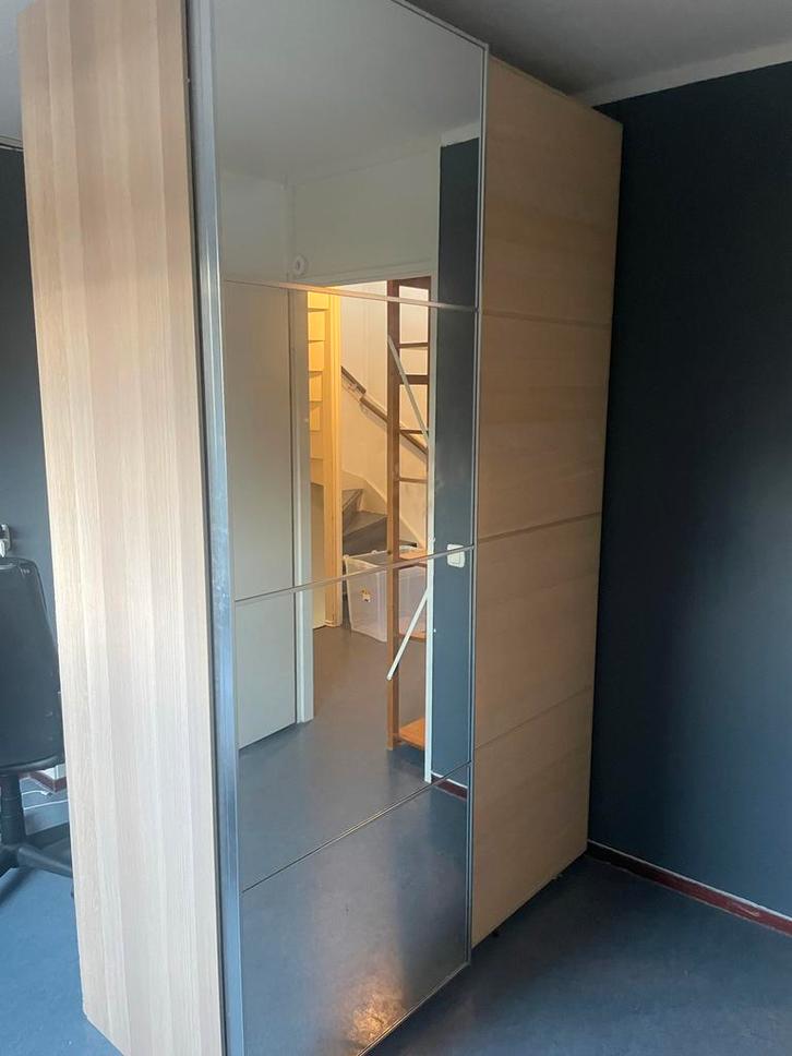 IKEA Pax kast met spiegeldeur, Huis en Inrichting, Kasten | Kledingkasten, Gebruikt, 200 cm of meer, 200 cm of meer, 50 tot 75 cm