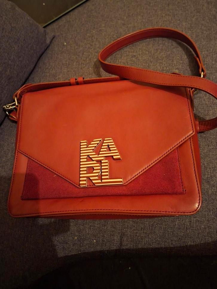 Exclusieve KARL LAGERFELD dames tas, Sieraden, Tassen en Uiterlijk, Tassen | Damestassen, Zo goed als nieuw, Handtas, Rood, Ophalen of Verzenden