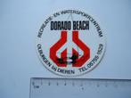 sticker oud Olburgen Dieren Dorado beach watersport retro, Verzamelen, Stickers, Verzenden, Zo goed als nieuw, Bedrijf of Vereniging