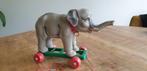 Vintage olifant trekdier op wieltjes, Verzamelen, Ophalen of Verzenden, Zo goed als nieuw