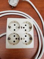 Witte 4-voudige stekkerdoos - 195cm snoer, Ophalen of Verzenden, Gebruikt