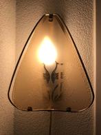Hollywood Regency styl wandlamp glas/ messing lamp, Huis en Inrichting, Lampen | Wandlampen, Ophalen, Gebruikt, Glas