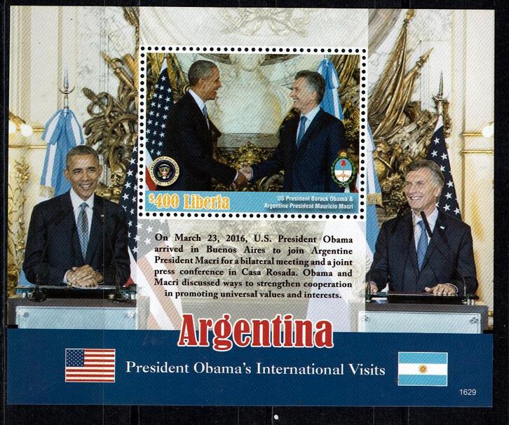 LIBERIA 2016 PF BLOK OBAMA AMERIKA PRESIDENTEN, Postzegels en Munten, Postzegels | Thematische zegels, Postfris, Overige thema's