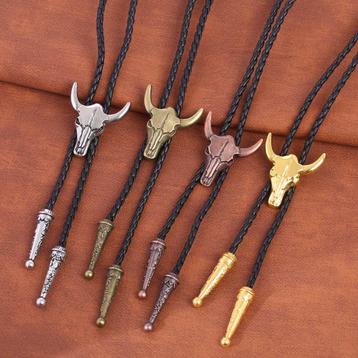 Western bolo stropdas stierenkop / cowboy tie heren mannen  beschikbaar voor biedingen