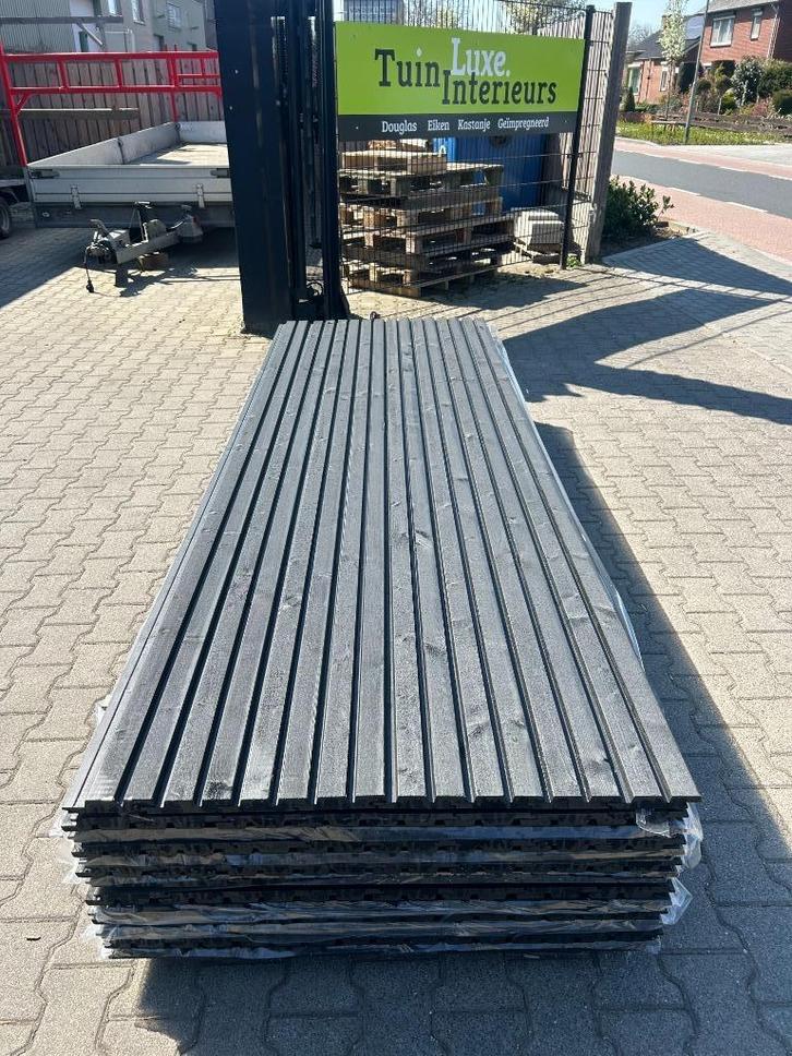 Dubbel Rhombus profiel | Deens rabat | Zwart gespoten, Tuin en Terras, Palen, Balken en Planken, Nieuw, Planken, 250 cm of meer