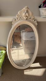 Oude antieke vintage retro djatihout spiegel, Ophalen, Ovaal, Minder dan 50 cm, 100 tot 150 cm