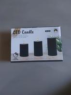Set van 3 Zwarte LED Kaarsen, Kunststof, Zwart, Nieuw, Ophalen of Verzenden