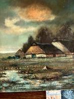 Mooi landschap in olieverf op linnen., Antiek en Kunst, Ophalen
