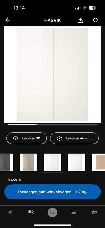 Hasvik schuifdeuren voor ikea pax, hoogglans wit