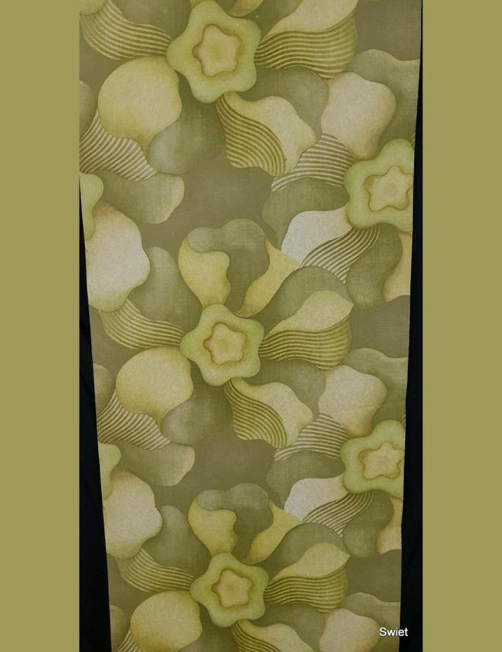 13047 Vintage retro   psycedelische bloemen 70s behang swiet, Huis en Inrichting, Stoffering | Behang, Groen, minder dan 10 m²
