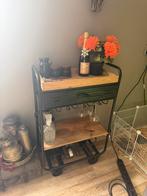 Industrieel wijnrek/trolley van mangohout, Ophalen, 15 tot 25 flessen, Nieuw, 75 cm of meer