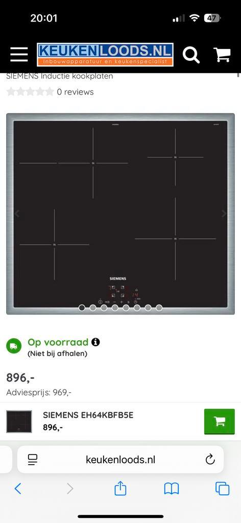 Siemens EH64KBFB5 Kookplaat - Inductie Nieuw!, Witgoed en Apparatuur, Kookplaten, Gebruikt, Inbouw, Inductie, 4 kookzones, Ophalen of Verzenden