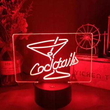Cocktails Led Lamp / Licht Lampje Neon Bar Cafe Cocktail