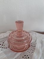 Antiek bonbonnière roze glas geslepen knop *eureka*, Antiek en Kunst, Ophalen of Verzenden