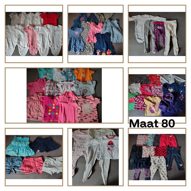 Bananendoos vol meisjeskleding maat 80 - €35, Kinderen en Baby's, Babykleding | Maat 80, Meisje, Ophalen of Verzenden