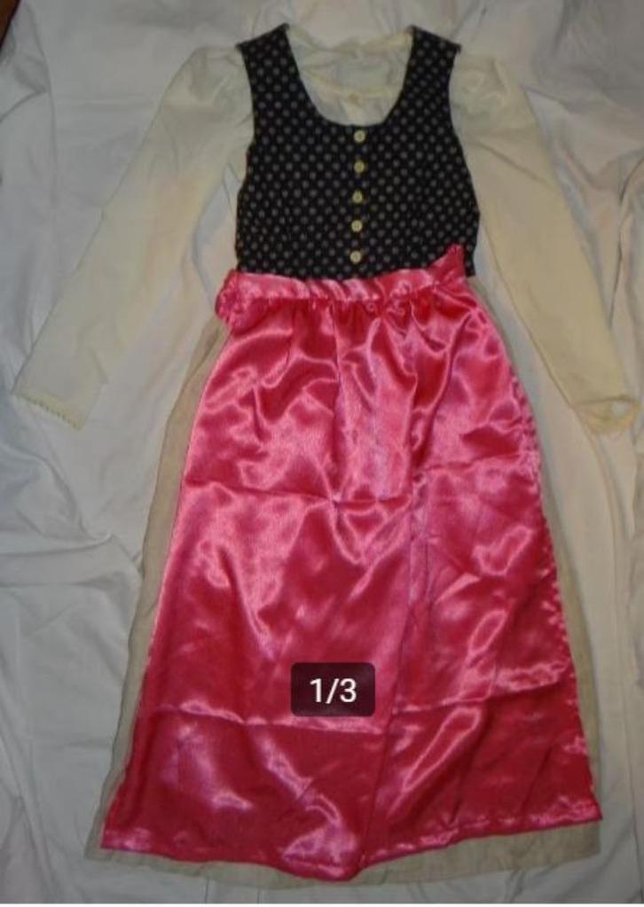 Leuke donkerblauwe/beige/roze TIROLER/DIRNDL jurk, Kinderen en Baby's, Carnavalskleding en Verkleedspullen, Zo goed als nieuw