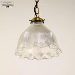 Prachtige Antieke Art Deco Holophane Hanglamp Vintage #6415, Gebruikt, Ophalen of Verzenden, Glas