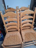 Eiken Houten eetkamerstoelen met rieten zitting (4 stuks), Huis en Inrichting, Stoelen, Ophalen, Gebruikt, Bruin, Vier