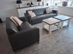 2x leren antraciet bankstel Montel | 2 zits en 2,5 zits bank, Ophalen, Gebruikt, Tweepersoons, Rechte bank