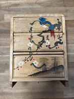 Vintage houten sieradendoosje met schilderingen, Gebruikt, Ophalen of Verzenden, X, X