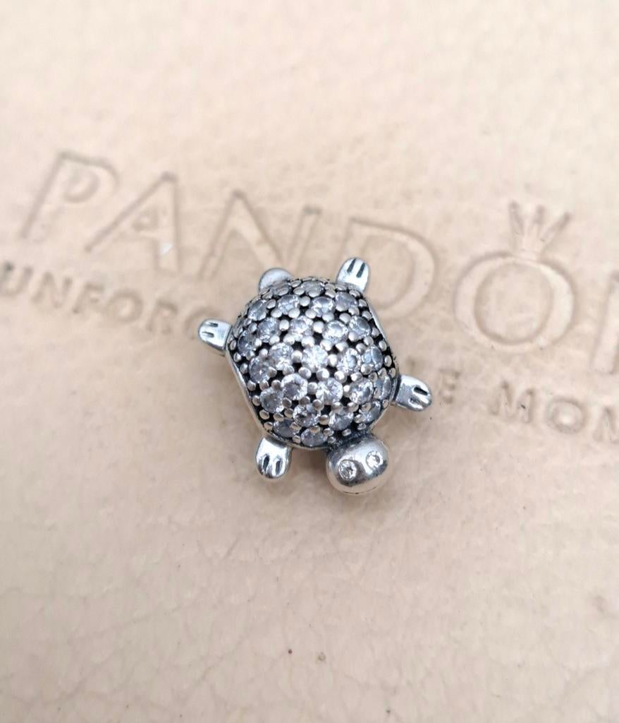 Pandora schildpad, Sieraden, Tassen en Uiterlijk, Bedels, Ophalen of Verzenden, Zo goed als nieuw, Zilver, Pandora
