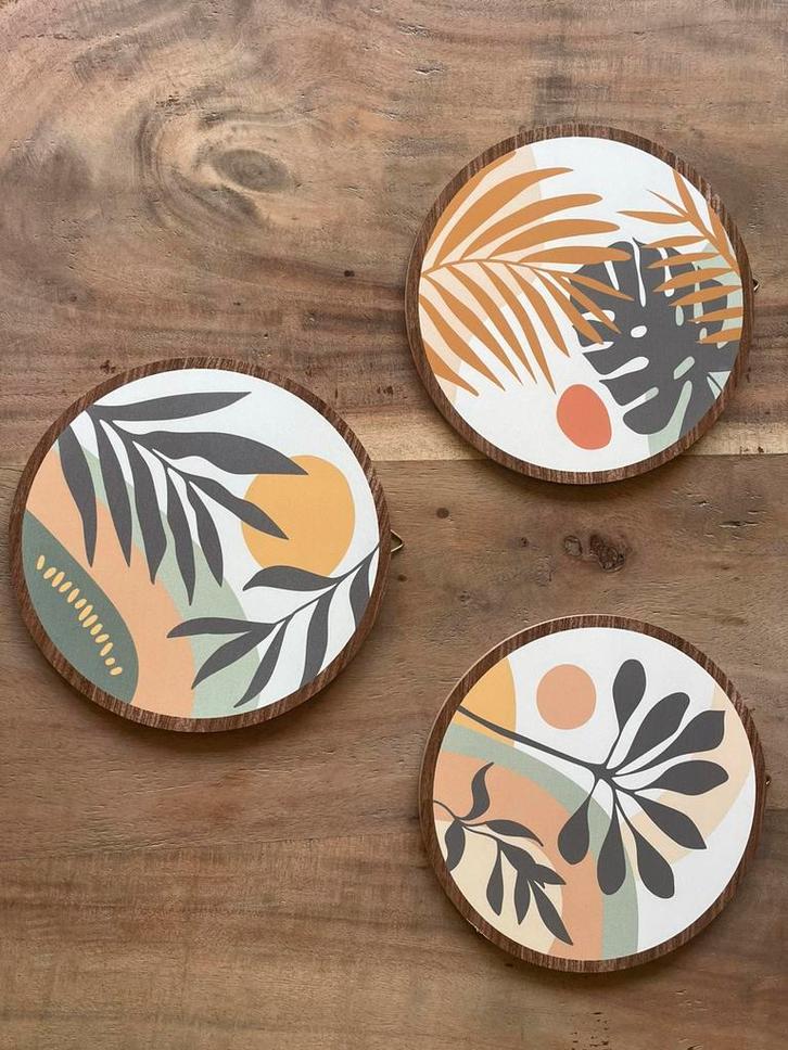 3 Vrolijke ronde wandborden, Huis en Inrichting, Woonaccessoires | Wanddecoraties, Nieuw, Ophalen of Verzenden