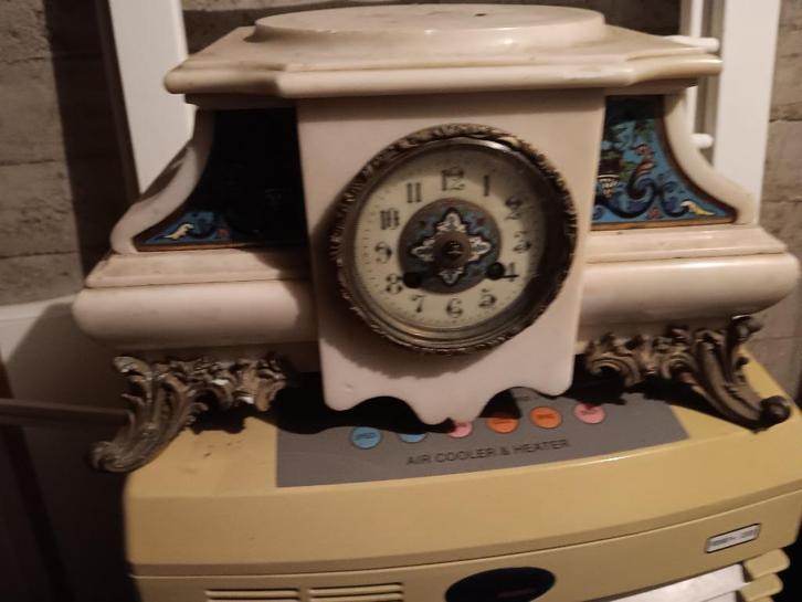 Antieke Franse schouwklok – marmer & cloisonné – top voor re, Antiek en Kunst, Antiek | Klokken, Ophalen