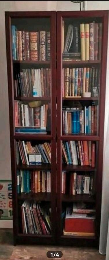 IKEA Billy/Oxberg Boekenkast – Bordeaux met Glazen Deur, Huis en Inrichting, Kasten | Boekenkasten, Zo goed als nieuw, 50 tot 100 cm