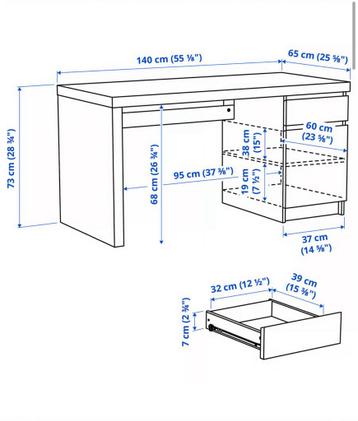 Ikea Malm bureau wit - afbeelding 3