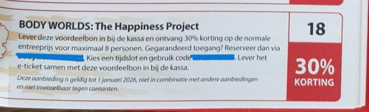 BODY WORLDS: The Happiness Project 30% kortingsbon, Tickets en Kaartjes, Musea, Drie personen of meer, Kortingskaart