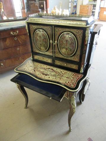 Oer 09370 ANTIEK rode boulle dames schrijftafel met opzet beschikbaar voor biedingen