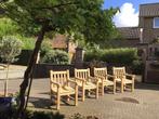 4 stevige teakhouten blokstoelen/armchair Teak&Garden samen, Tuinset, Teakhout, Gebruikt, Stoel
