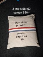 Vintage PTT Post Kussen - Uniek Design 3 stuks, Ophalen of Verzenden, Gebruikt, Beige, Vierkant