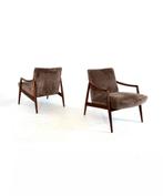 Set van 2 vintage fauteuils, Harmut Lohmeyer, Wilkhahn ‘60, Hout, Vintage retro buisframe design rotan webbing papercord deens