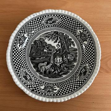 Ironstone W.Adams engels bordje zwart wit ø22,5cm beschikbaar voor biedingen