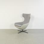 1x Leolux Caruzzo Fauteuil Groen Leer/Grijs Stof - Zwart, Niet ingevuld, Metaal, Niet ingevuld, 75 tot 100 cm
