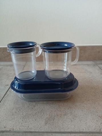 Tupperware roomstelletje, suikerpot, melkkan, bonbonschaaltj beschikbaar voor biedingen