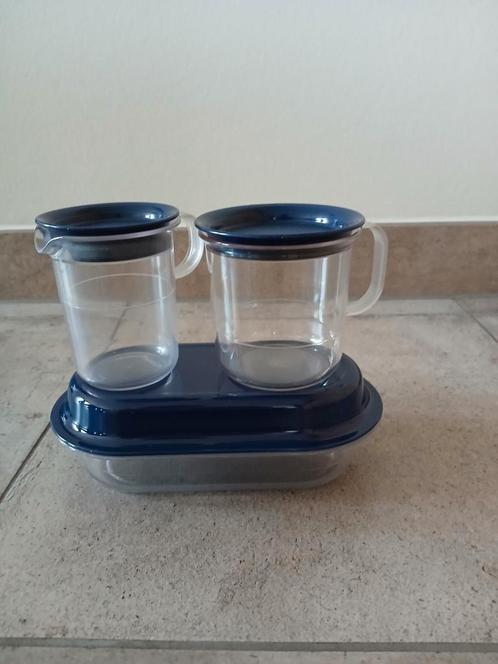 Tupperware roomstelletje, suikerpot, melkkan, bonbonschaaltj, Huis en Inrichting, Keuken | Tupperware, Gebruikt, Overige typen