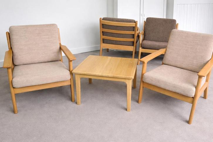 Hans J. wegner Getama GE 265 Fauteuil Deens Design, Huis en Inrichting, Stoelen, Gebruikt, Twee, Hout, Bruin, Ophalen of Verzenden