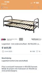 Logeerbed zwart met onderschuifbed z.g.a.n., 90 cm, Eenpersoons, Zwart, Ophalen of Verzenden