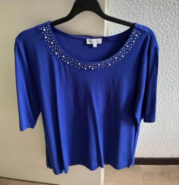 Blauwe ERFO T-shirt met kraaltjes maat 44 beschikbaar voor biedingen